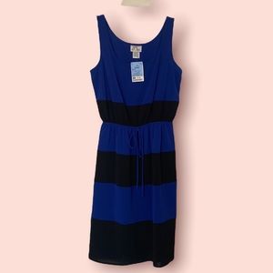 Blue and Black Color Blocked Dress